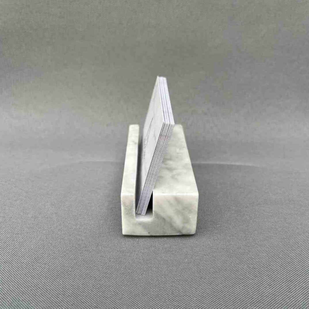 Business Cards Holder - White Marble