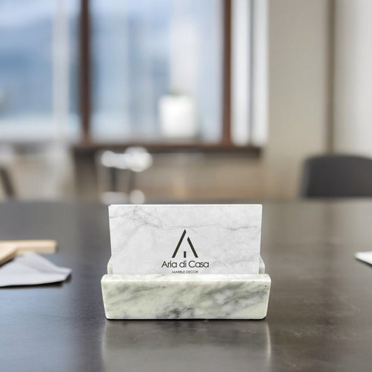 Business Cards Holder - White Marble