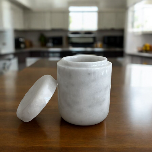 Kitchen Canister - White Marble